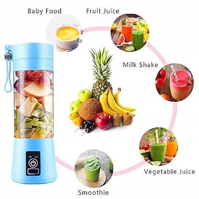 BlendX Portable Blender | 380ML USB Rechargeable Mini Juicer | 6 Stainless Steel Blades | Personal Smoothie Maker for Shakes, Juice & Protein | Lightweight Travel Blender | Multi Colour