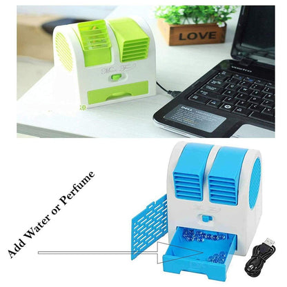 Mini USB Air Cooler Fan with Ice & Fragrance Option | Portable Personal Cooling Fan for Car, Office & Home |  Color may vary